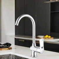 Robinet de cuisine en laiton chromé Robinet de lavage à eau mélangée