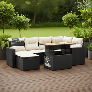 Modural Black Pe Rattan Garden <b>Sofa</b> <b>Set</b> Modern Design Outdoor Furniture With High Density Foam Cushions For Patio Use - Product Image 2