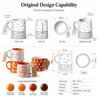 Lot de tasses à café en céramique pour Halloween et l'automne, motif 'Boo' et 'Give Thanks', en porcelaine orange, 11 oz, cadeau festif d'automne pour la maison