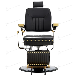 Chaise de coiffure de luxe pour hommes en or, chaise de barbier <span class=keywords><strong>Filippo</strong></span> Gold Black Classic Vintage, chaise de barbier luxueuse, chaise de barbier antique - Product Image 4