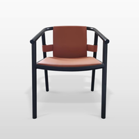 Fauteuil moderne en cuir PU noir avec structure en bois massif pour salon, villa et hôtel