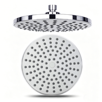 Pommeau de douche à effet pluie chromé ABS de 8 pouces avec buses autonettoyantes, rotule en laiton et filtre pour salles de bain à basse pression