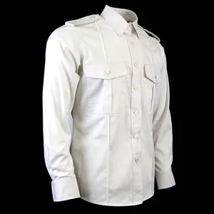 Мужская белая Рабочая Рубашка с длинным рукавом на заказ с погонами, униформа для охранников, рубашки