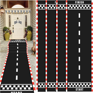 Mantel de Mesa de Diseño de Pista de Carreras Larga para Decoración de Fiestas, Lavable, Negro, con Temática de Carreras de Drag - Product Image 4