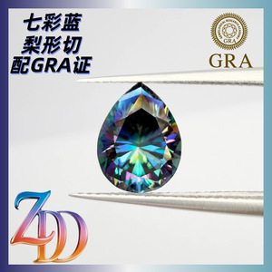 Moissanite Pear Cut Rainbow Blue Loose Diamonds Synthetic Lab Created For Jewelry Making GRA Certified - Product Image 2