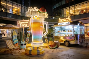 Instalación de Neón Personalizada con Temática de Fiesta de Verano para Exteriores, Instalaciones para Fotos en Plazas Comerciales, Neón de Gran Escala con Forma de Jarra de Cerveza de FRP - Product Image 5