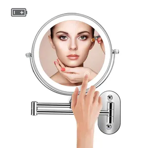 Espelho de maquillaje espetros de 10x, espelho de maquiagem dobrável banhado com cromado