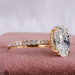 Anelli con Diamanti Sintetici CVD HPHT Taglio Ovale, Gioielli in Oro 10k 14k Massiccio Personalizzati per Donne e Uomini, <span class=keywords><strong>Fidanzamento</strong></span> con Certificazione IGI - Product Image 2