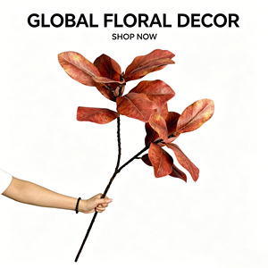 Venta al por mayor de fábrica: Hojas de magnolia artificiales de simulación para decoración de interiores, hogar, bodas y fiestas, plantas verdes de jardinería realistas. - Product Image 3