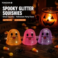 Jouet anti-stress TONGXIN en TPR translucide à rebond lent, motif fantôme scintillant pour Halloween, lot de 12 pièces, idéal pour les fêtes