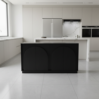 Buffet à côtés cannelés avec rangement et portes cintrées à double couche, meuble d'appoint pour salon, salle à manger, entrée