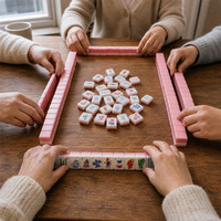 Tuiles de Mahjong américaines en acrylique rose délicat, motif singe Joker éclatant, ensemble de jeu de Mahjong pour la détente à domicile et cadeau de festival