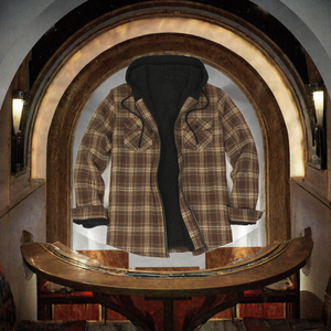 Men's Plaid <b>Sherpa</b> <b>Lined</b> <b>Hoodie</b> Zip Up Flannel Jacket Regular Fit Winter Outerwear Custom Logo - Product Image 3
