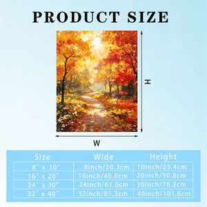 Impression sur panneau Paysage forestier d'automne, Art mural rectangulaire beige sans cadre fait main, Design minimaliste, Taille moyenne - Product Image 5