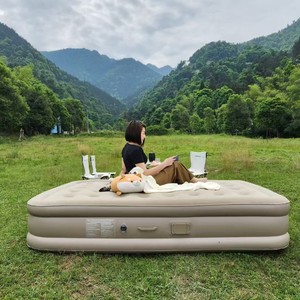 Materasso Gonfiabile Rinforzato Singolo/Matrimoniale con Ricarica Automatica e Rivestimento Floccato, <span class=keywords><strong>Cuscino</strong></span> d'<span class=keywords><strong>Aria</strong></span> per Uso Domestico, Campeggio e Negozio - Product Image 1