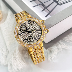 Montre de luxe pour femmes en argent avec cristaux, cadran pavé de diamants, bracelet en acier inoxydable, montre-bracelet à quartz - Product Image 3