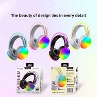 Auriculares Inalámbricos y con Cable de Modo Dual RGB LED para Deportes Electrónicos, Auriculares Over-ear con Luz LED de Arcoíris