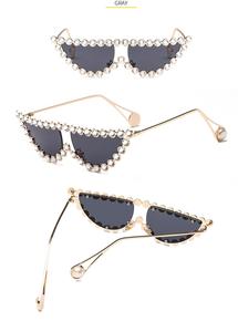 Strass oeil de chat demi-monture nuances lunettes étincelantes accessoires de mode - Product Image 4