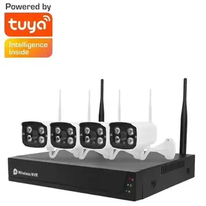 Tuya cctv wifi wireless camera nvr kit with poe audio and speaker 2MP 3mp 4k security system 8 channel de surveillance