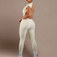 Combinaison une pièce pour femme grande taille, dos ouvert, manches courtes, extensible dans les quatre sens, respirante, pour le yoga