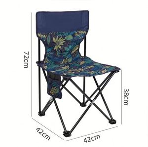 Chaise pliante portable en tissu Oxford pour plage, camping, pêche, extérieur, en acier inoxydable, avec sac à dos métallique - Product Image 1