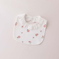 Bavoir en forme de U pour bébé, 100% coton, motif de dessin animé, 2 couches, empêche les éclaboussures et les déversements, unisexe pour garçons et filles, utilisation toutes saisons