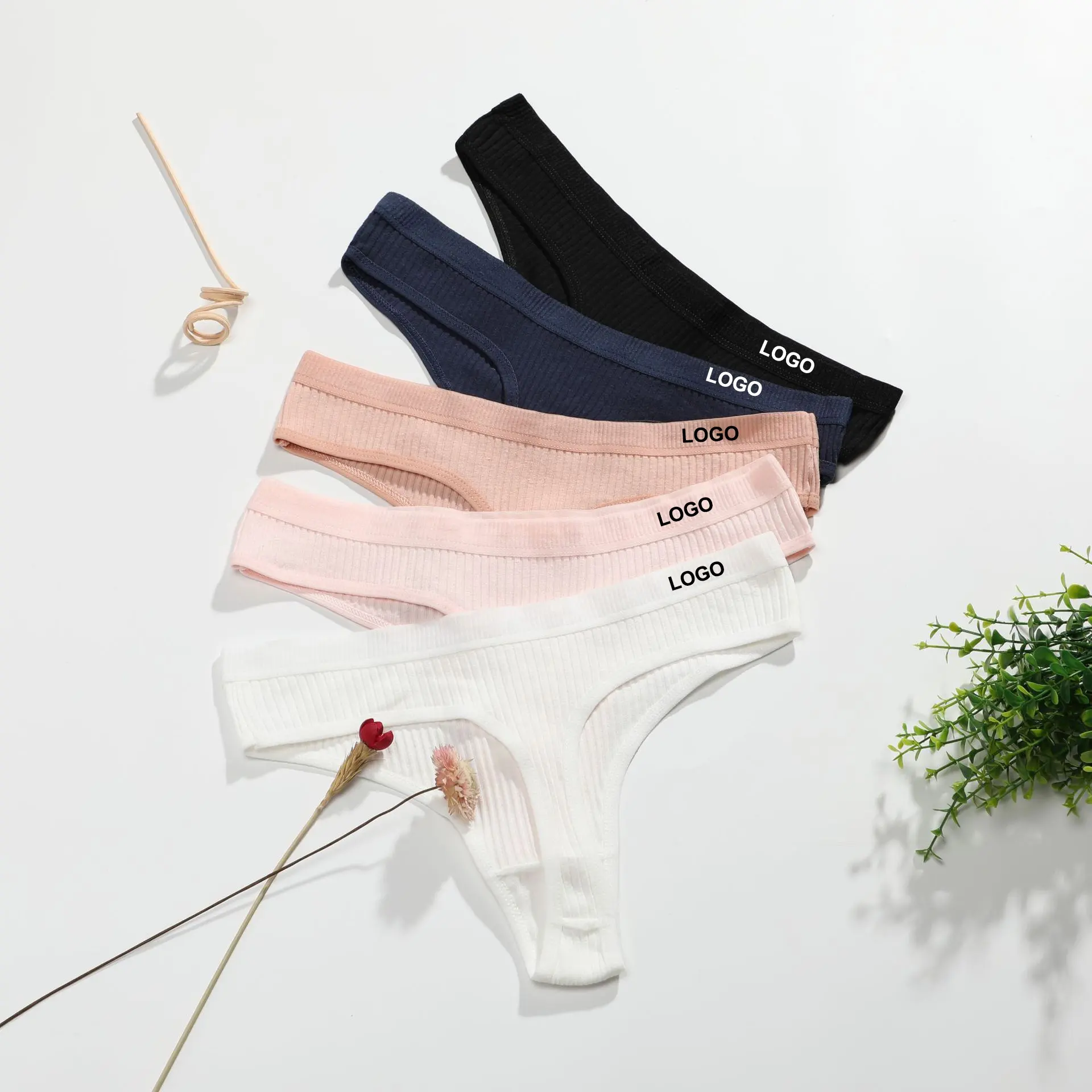Cheap Wholesale Customized LOGO Puls Size Multicolor Cotton Seamless Ladies Thong T-Pants Women Panties