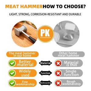 Marteau tende-viande en métal double face robuste, outil de cuisine durable pour hôtels, maisons et restaurants - Product Image 4