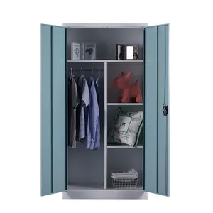 Высокий офисный шкаф для хранения 2 Двери Металлический шкаф стальной шкаф для одежды almirah