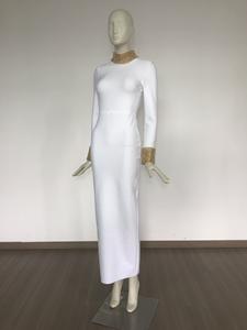 Nuovo Abito Lungo Fasciante a <span class=keywords><strong>Maniche</strong></span> <span class=keywords><strong>Lunghe</strong></span> con Design di Perline, <span class=keywords><strong>Schiena</strong></span> <span class=keywords><strong>Scoperta</strong></span>, Aderente, Lussuoso per Feste da Donna - Product Image 5