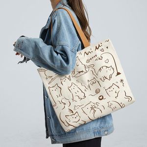 Bolsa de Lona Personalizada al por Mayor para Estudiantes Universitarias, Linda Bolsa de Hombro de Gran Capacidad con Cierre de Cremallera para Viajes Diarios - Product Image 3
