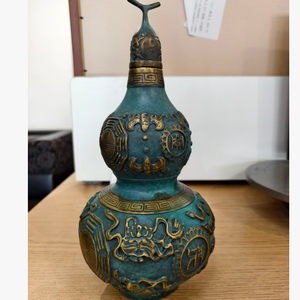Statuette Wu <span class=keywords><strong>Lou</strong></span> en laiton couleur personnalisée, sculptée, Feng Shui porte-bonheur, finition verdigris doré, décoration de protection pour la maison, style chinois - Product Image 5