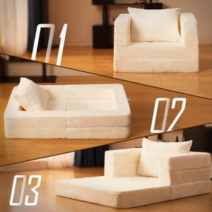 Sofá Puff <span class=keywords><strong>Plegable</strong></span> 3 en 1 para Sala de Estar, Dormitorio u Oficina, Silla de una Plaza, Cómodo, de Tela y Espuma, con Almohada - Product Image 4