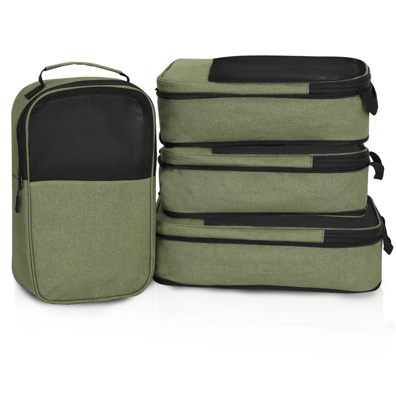 Sacs de voyage extensibles durables 4pc grands cubes d'emballage de compression sacs de compression d'emballage de bagage pour le voyage