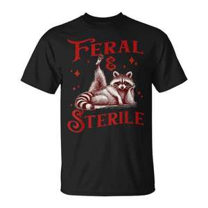 Camiseta Feral Sterile Raccoon Meme para adulto, unisex, negra - Product Image 1