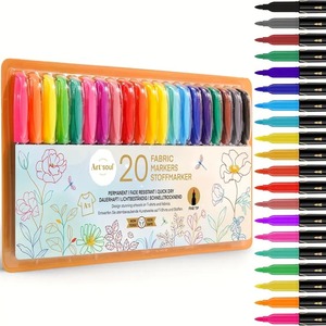 Marcadores de Tela Personalizados con 20 Colores, Punta Fina, Permanentes, de Secado Rápido y Resistentes a la Decoloración, <span class=keywords><strong>para</strong></span> Camisetas y <span class=keywords><strong>Ropa</strong></span> - Product Image 1