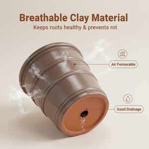 Juego de 3 Macetas de Cerámica Ecológicas con Diseño Moderno y Acabado Esmaltado - Macetas Resistentes <span class=keywords><strong>para</strong></span> Uso en el Hogar y Jardín - Product Image 4