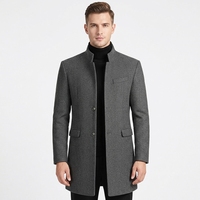 Manteau en laine mi-longue décontracté pour homme, veste d'extérieur épaisse et respirante pour homme