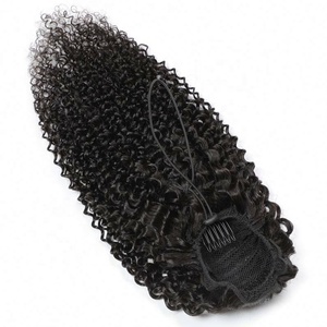 Cola de Caballo Larga y Ondulada Remy al por Mayor, Cola de Caballo Afro Rizada con Cordón, Cola de Caballo con Clip para Mujeres Negras - Product Image 3
