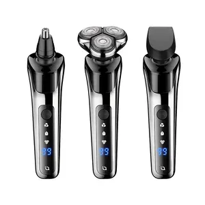 USB גמיש עמיד למים נטענת 4D מכונת גילוח רוטרי מכונת גילוח זקן גוזם גילוח מכונת גילוח חשמלית לגברים