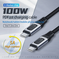 Câble USB C vers C 5A PD 3.1 100W, charge rapide, cordon tressé en nylon pour ordinateur portable IOS, téléphone portable, tablette, appareil photo
