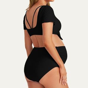 Bikini taille haute pour femme <span class=keywords><strong>Maillot</strong></span> <span class=keywords><strong>de</strong></span> <span class=keywords><strong>bain</strong></span> <span class=keywords><strong>de</strong></span> maternité deux pièces à manches nouées et nœud <span class=keywords><strong>Maillot</strong></span> <span class=keywords><strong>de</strong></span> <span class=keywords><strong>bain</strong></span> <span class=keywords><strong>de</strong></span> <span class=keywords><strong>grossesse</strong></span> <span class=keywords><strong>Maillot</strong></span> <span class=keywords><strong>de</strong></span> <span class=keywords><strong>bain</strong></span> - Product Image 2