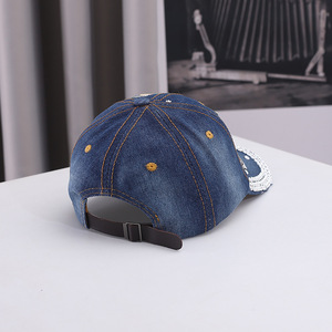 Gorra de Béisbol Vaquera Ajustable de Mezclilla para Exteriores, Versátil y Casual, <span class=keywords><strong>con</strong></span> Diseño de Letras Inglesas LOVE y Diamantes Incrustados - Product Image 4