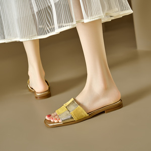 Sandalias de Verano para Mujer al por Mayor, sin Tacón, Punta Cuadrada, Trenzadas, Sandalias Planas para Playa y Exteriores - Product Image 6