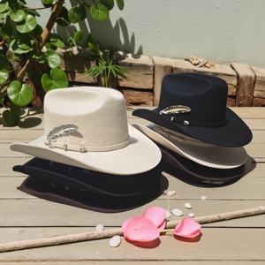 Sombrero Fedora personalizado de lana 100% de alta calidad para hombres, fieltro liso estilo vaquero con ala ancha para deportes, uso Formal, imagen lista para fiestas - Product Image 1