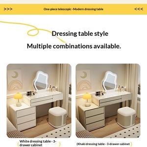 Tocador de madera maciza con espejo de pie, diseño telescópico, 6 gabinetes laterales, mueble de dormitorio de suelo - Product Image 6