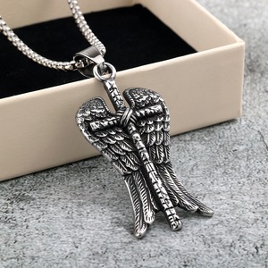 European American Retro Stainless Steel Pendant Unisex Punk <b>Cross</b> Sun Necklace Geometric Asymmetry Gift Jewelry - Product Image 2