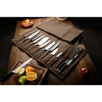 Sac à roulettes en toile cirée pour chef professionnel OEM, sac à couteaux en PU ciré durable pour les outils de cuisine