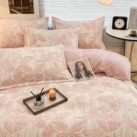 Nouvelle Housse de Couette en Velours Lacté Gaufré Papillon 3D Doux et Moelleux Rose Poudré Anti-Boulochage Chaude pour Chambre de Fille Grand Lit Très Grand Lit Vente en Gros OEM
