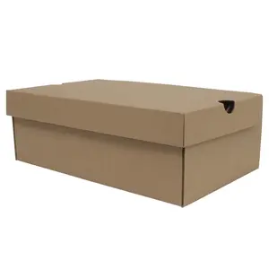 Großhandel Luxus Kraft papier Schuhkartons mit benutzer definierten Logo braun Verpackung Papier boxen für Kleidung